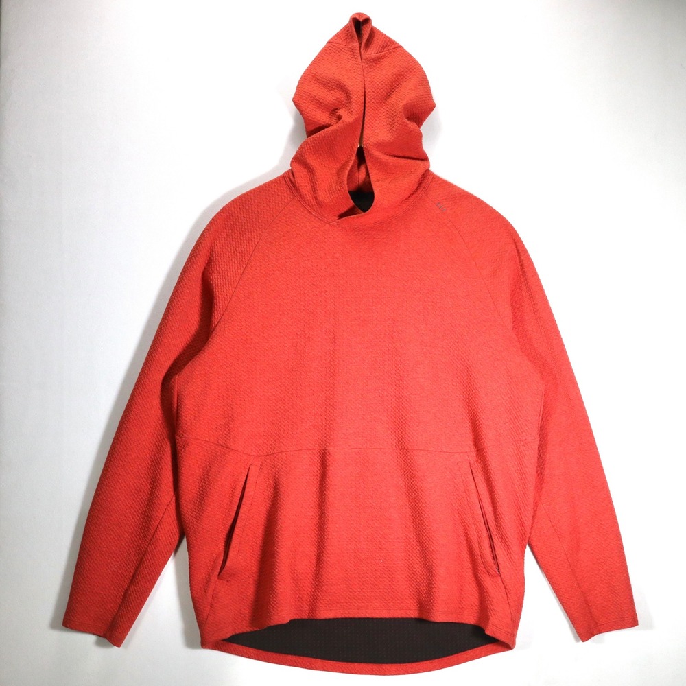Lululemon At Ease Hoodie Mens XXL Orange Textured Pullover Active Gym Sweatshirt